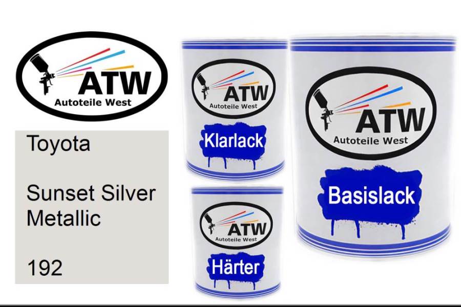 Toyota, Sunset Silver Metallic, 192: 1L Lackdose + 1L Klarlack + 500ml Härter - Set, von ATW Autoteile West.